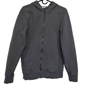 Pact Full Zip Hoodie Mens Size M Charcoal Grey Organic Cotton Fleece Sweatshirt